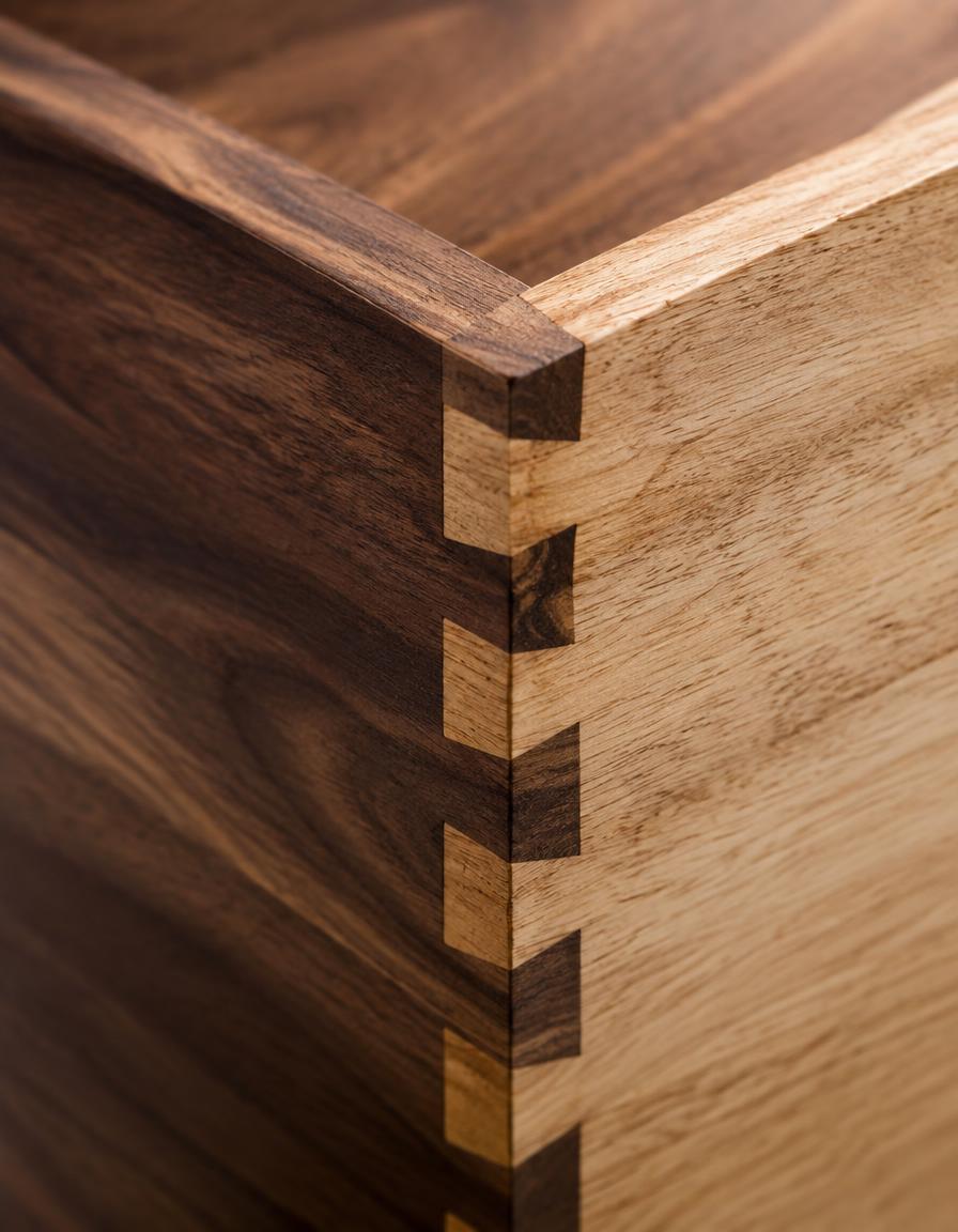 Precision-cut wood joinery detail